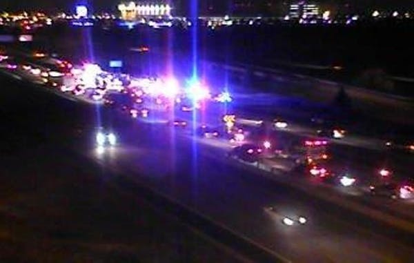 MnDOT cameras show the scene of a head-on crash Friday night on I-494 in Bloomington.