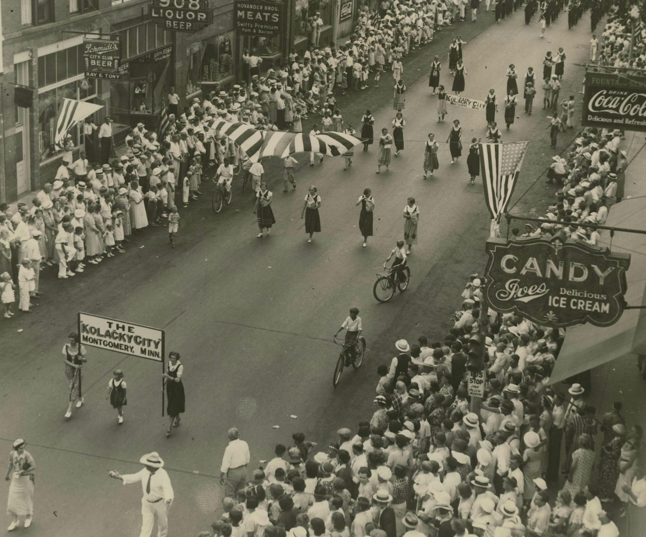 Photo courtesy of Hopkins Historical Society: The first Raspberry Festival parade took place in Hopkins in 1935.