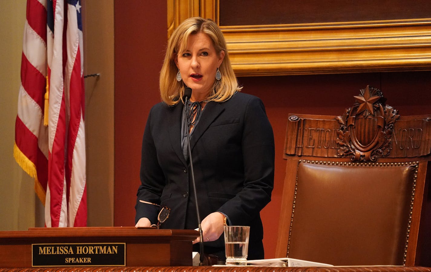 House Speaker Melissa Hortman spoke at the start of the legislative session Tuesday. ] ANTHONY SOUFFLE &#x2022; anthony.souffle@startribune.com The Minnesota State House and Senate both met for the first day of the legislative session Tuesday, Feb. 11, 2020 at the State Capitol in St. Paul, Minn.