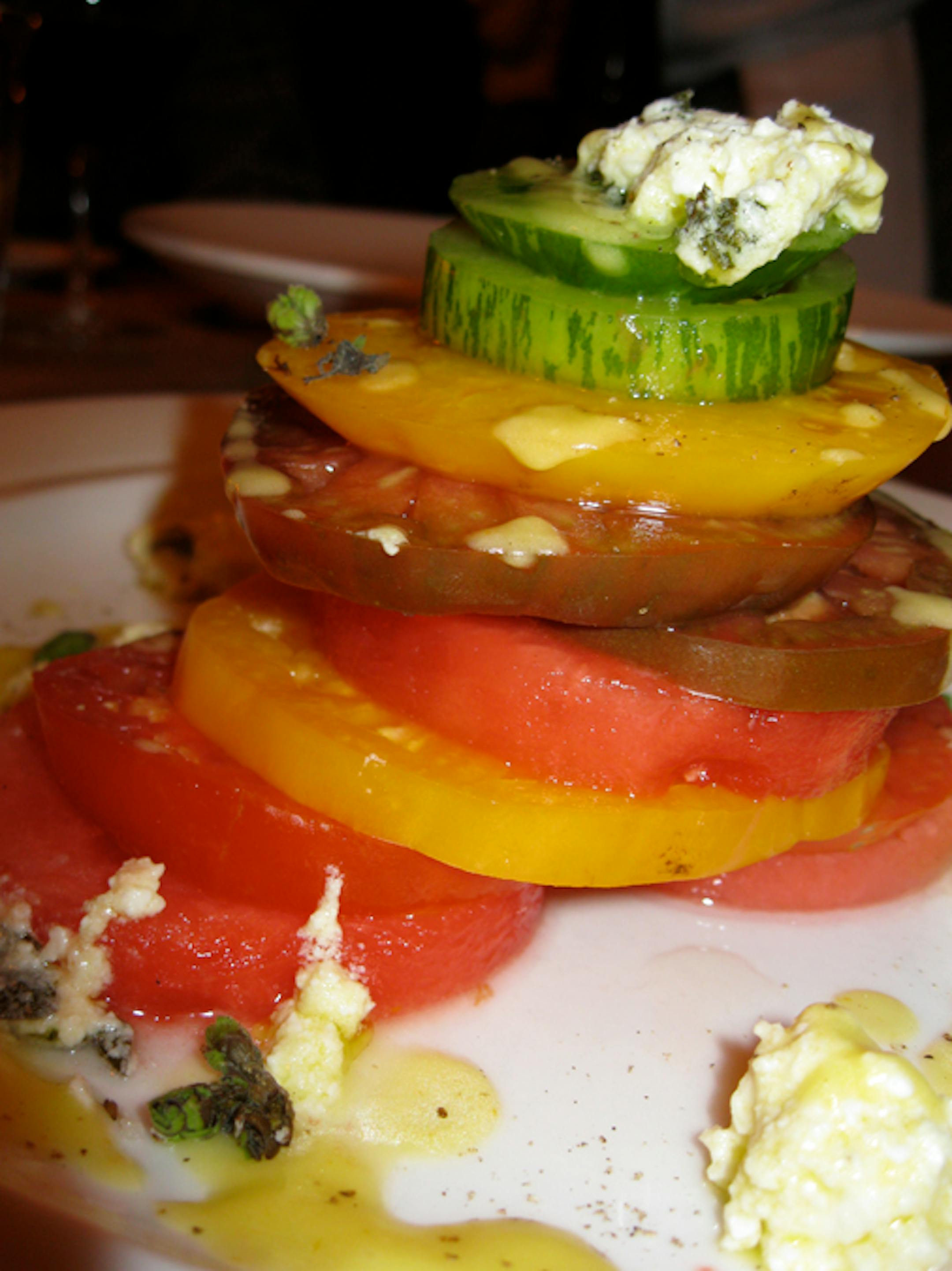 Wonderful tomato and watermelon salad. The picture doesn't even begin to do it justice.