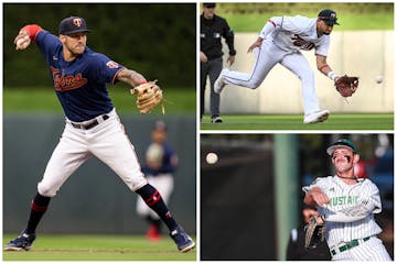 For now (clockwise from left), Carlos Correa, Royce Lewis and Brooks Lee are all shortstops. But there could come a time when all three are playing to