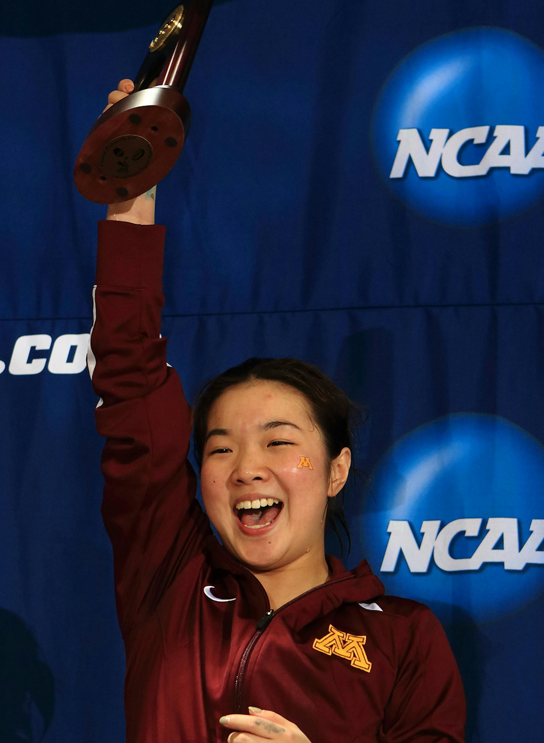Gophers diver Yu Zhou won an NCAA championship in the 3-meter springboard in March.