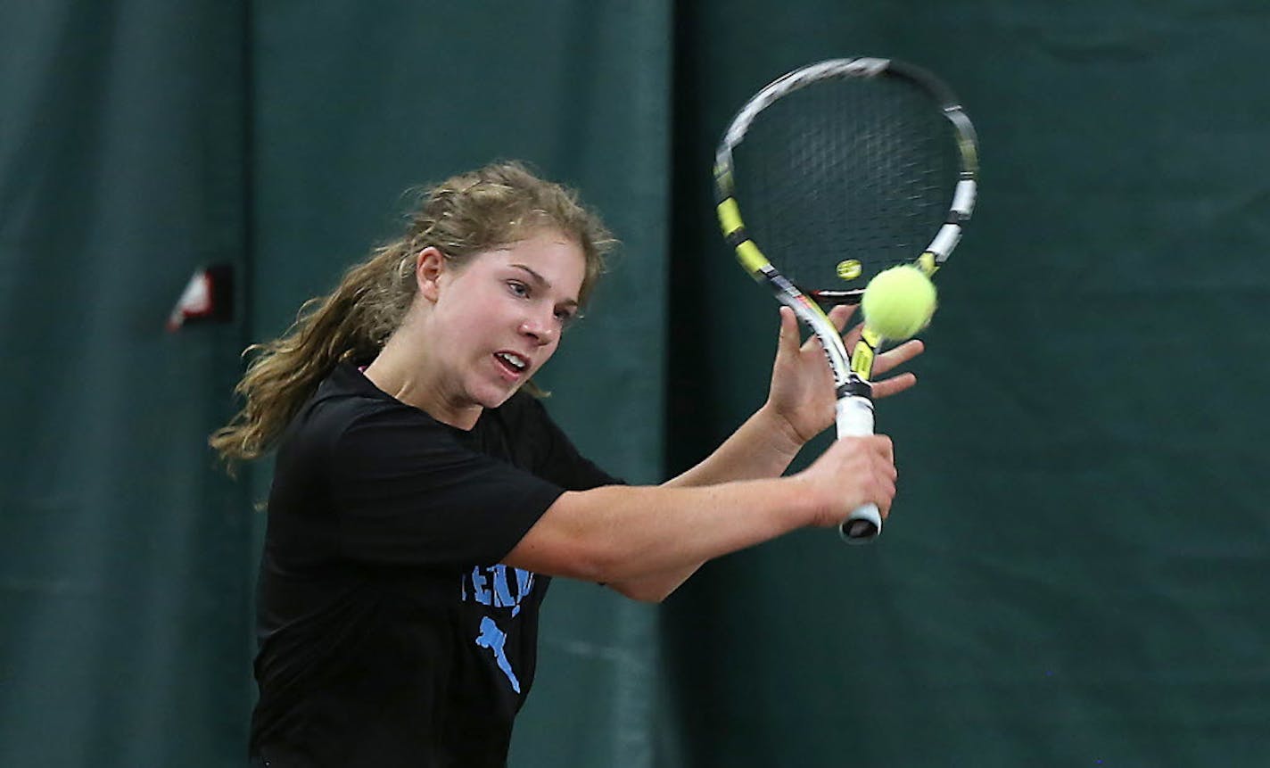 Rochester Century's Jessie Aney defeated Edina's Michael O'Neil 6-2, 6-2 on Tuesday in team quarterfinals of the Class 2A boys' tennis state tournament at the University of Minnesota Baseline Tennis Center.