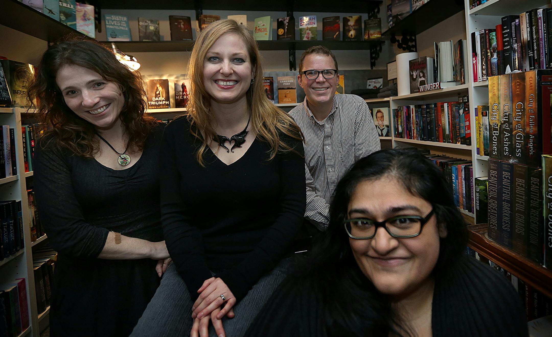 Young-adult and middle-school writers (l to r): Anne Ursu, Jacqueline West, Kurtis Scaletta and Swati Avasthi. ] (JIM GEHRZ/STAR TRIBUNE) / November 16, 2013, St. Paul, MN