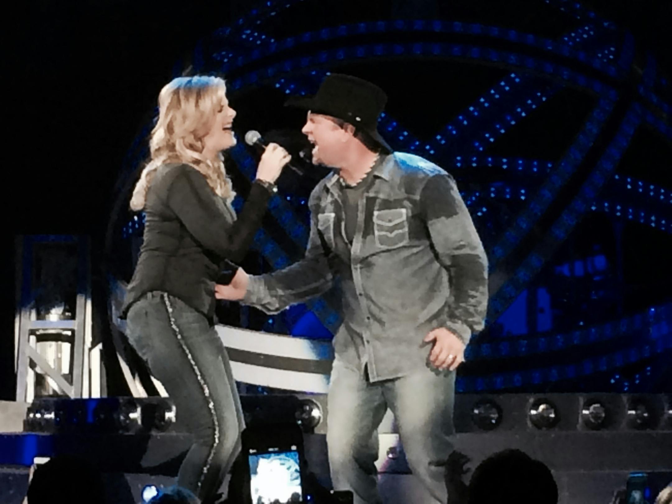 Trisha Yearwood and husband Garth Brooks at Target Center Saturday evening, 11/15/14, Minnenapolis MN. PHOTO: Jon Bream - Star Tribune