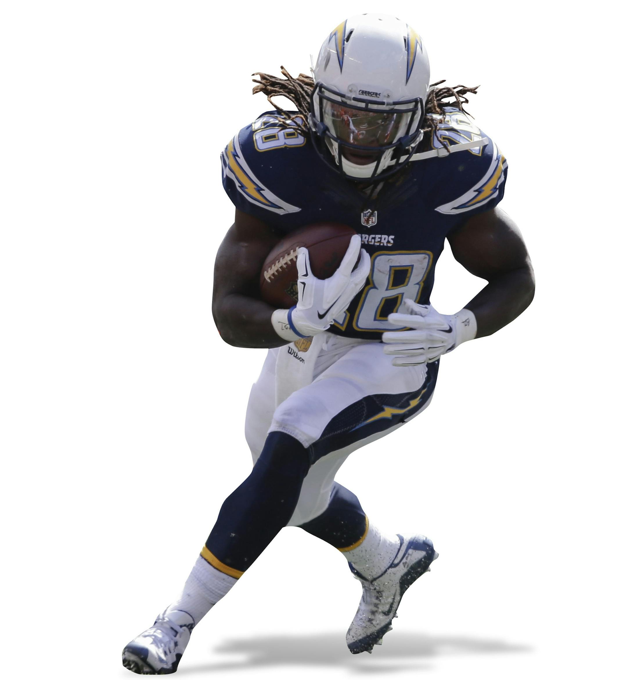 San Diego Chargers running back Melvin Gordon (28) runs the ball in the first half of an NFL football game against the Cincinnati Bengals, Sunday, Sept. 20, 2015, in Cincinnati. (AP Photo/Darron Cummings) ORG XMIT: OHJM
