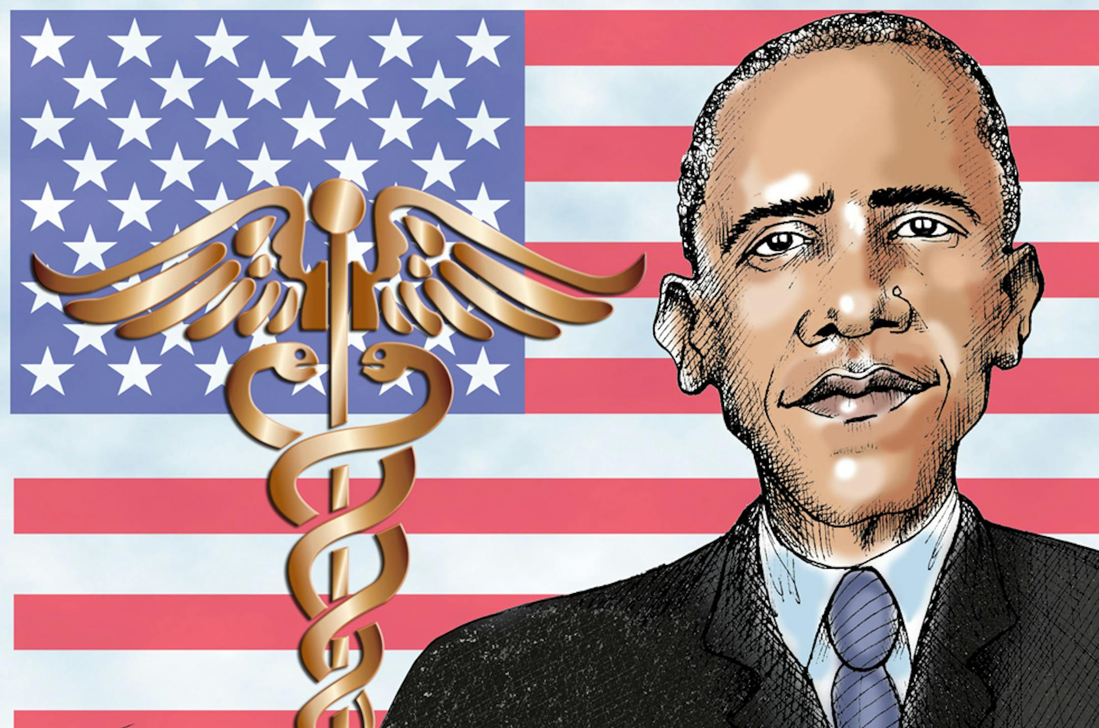 This artwork relates to the Affordable Health Care Act, also known as Obamacare.