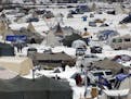 Protesters adjusted to winter conditions at Oceti Sakowin Camp near the Standing Rock reservation last month.