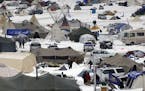 Protesters adjusted to winter conditions at Oceti Sakowin Camp near the Standing Rock reservation last month.