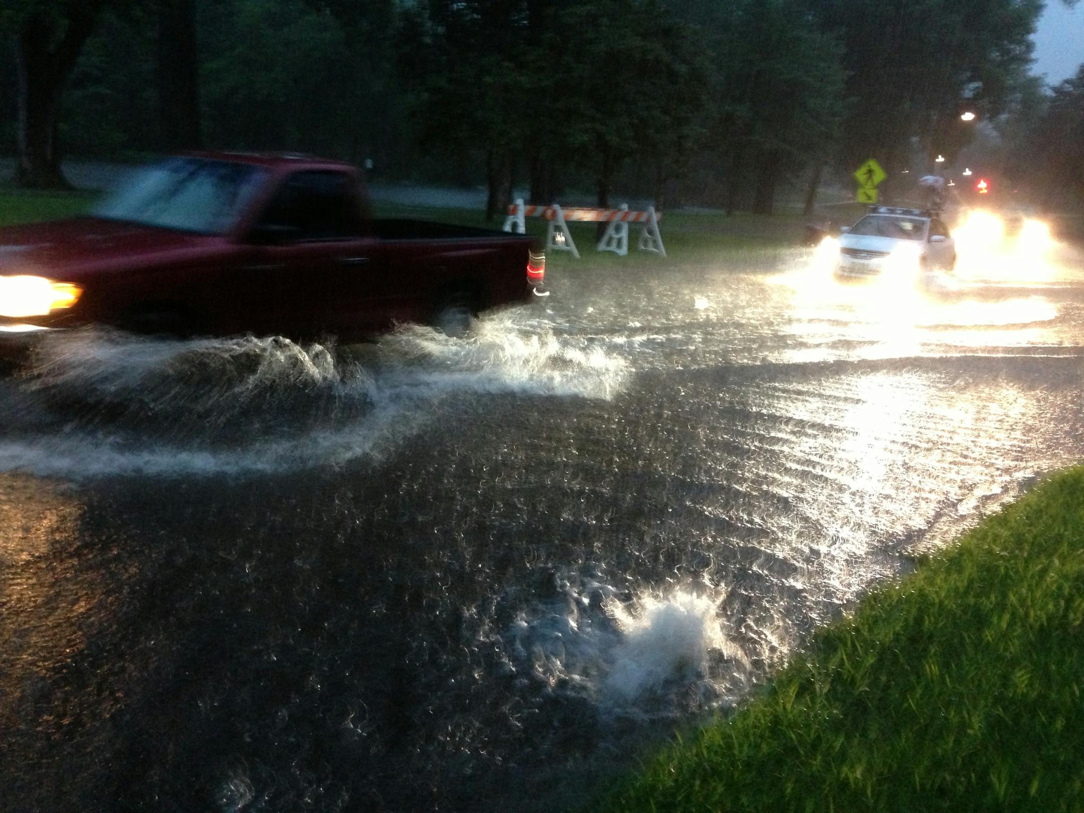 There was flooding early Saturday on Minnehaha Creek Parkway near Lake Nokomis.