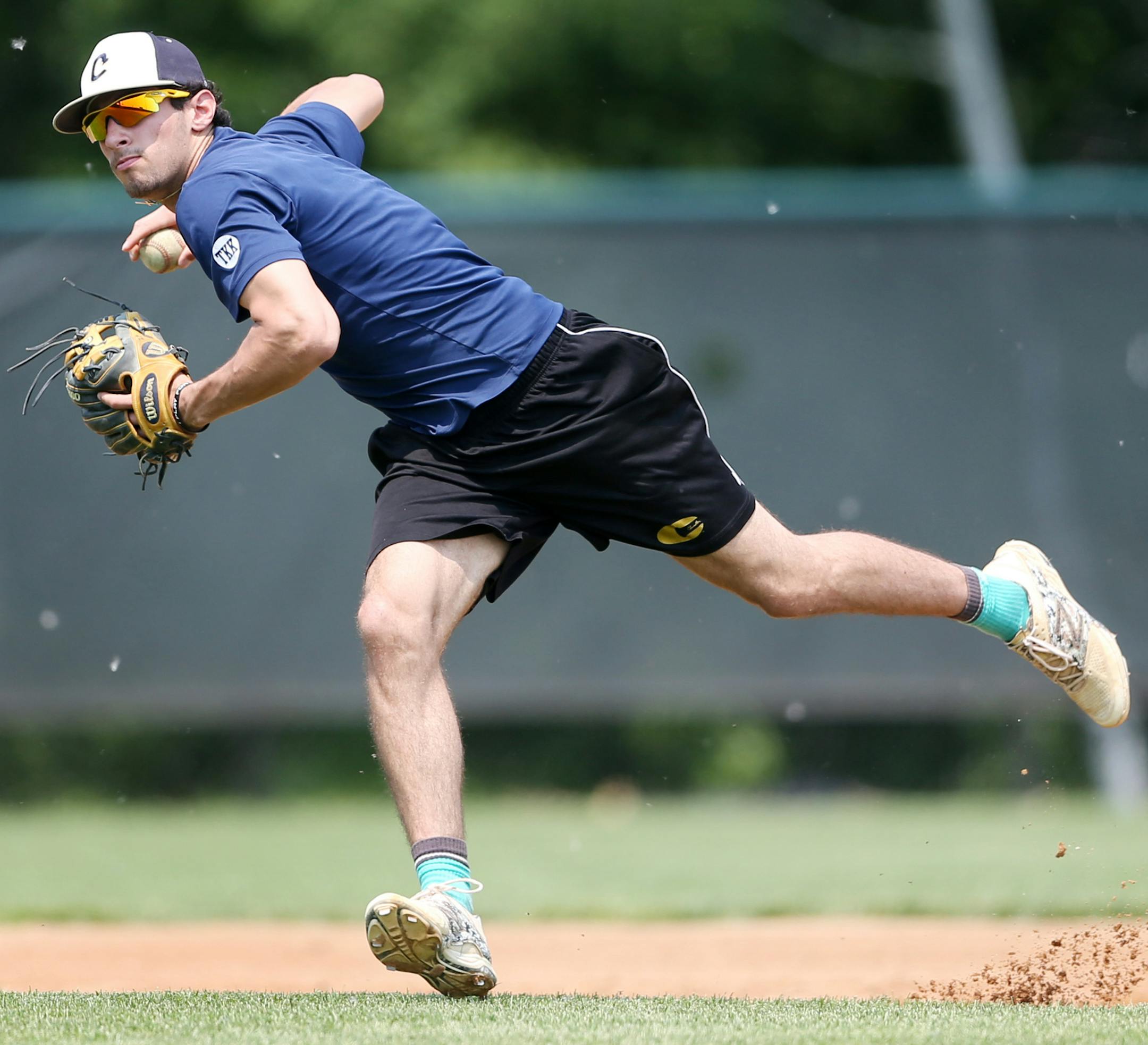 Ty Denzer shortstop on the Chanhassen baseball team practiced Monday June 8, 2015 in Chanhassen, MN.] Chanhassen baseball team will be going to the state for the first time after advancing from a tough section. Jerry Holt/ Jerry.Holt@Startribune.com