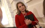 Rep. Katie Hill (D-CA) answers questions from reporters at the U.S. Capitol following her final speech on the floor of the House of Representatives Oc
