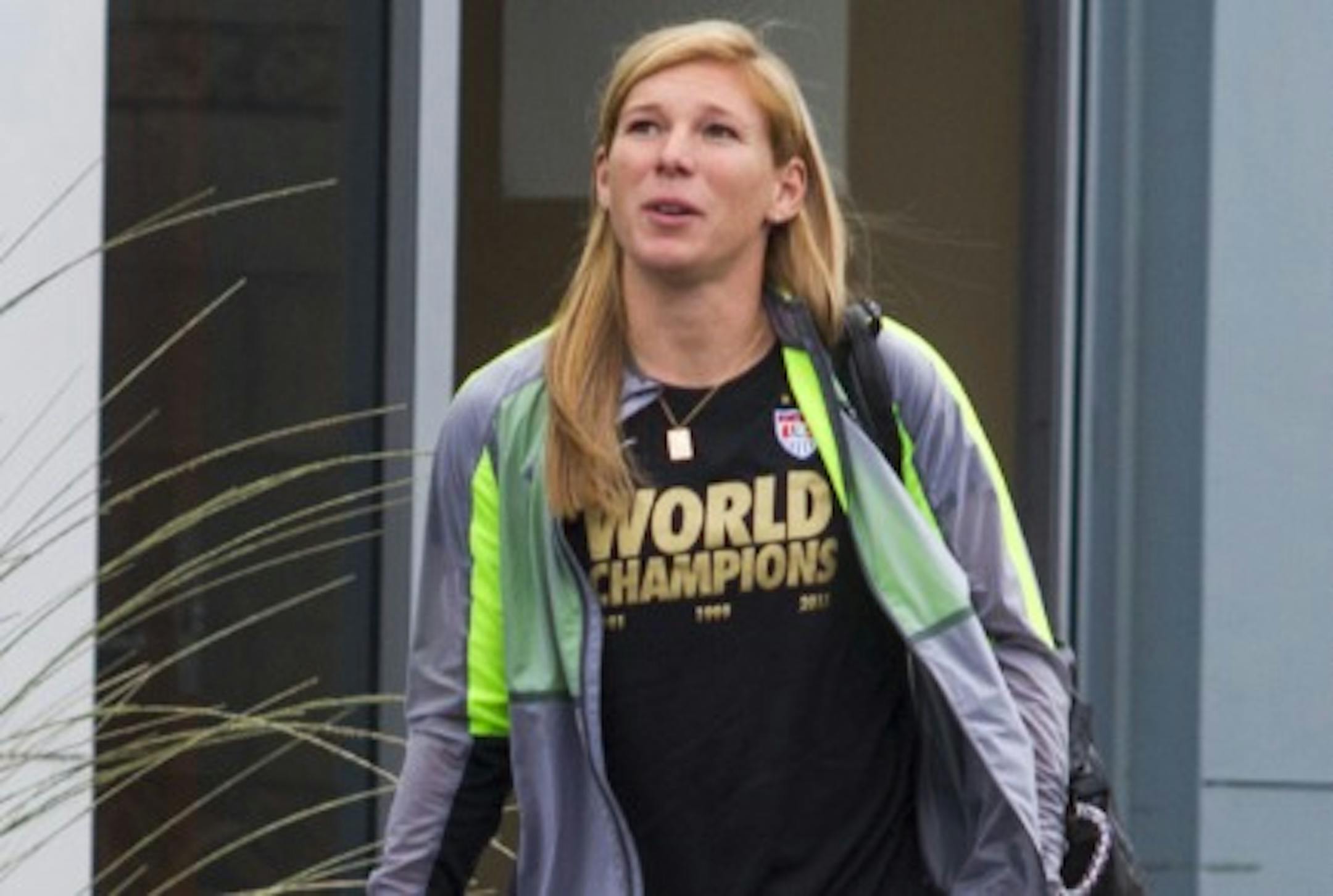 Lori Chalupny of the U.S. women's national soccer team arrived at Los Angeles International Airport on July 6 after the Americans defeated Japan 5-2 in the FIFA Women's World Cup final.
