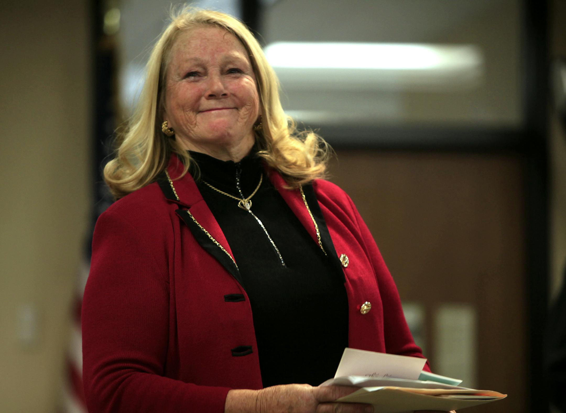 Judge Deborah Hedlund at her retirement party. Judge Deborah Hedlund retirement party was held in the jury selection room at the Hennepin County Goverment Center. Judge Deborah Hedlund is retiring to follow in the footsteps of her missionary ancestors: She will now teach law and English in China's Henan Province. Minneapolis, MN on March 1, 2013. ] JOELKOYAMA&#x2022;joel koyama@startribune.com