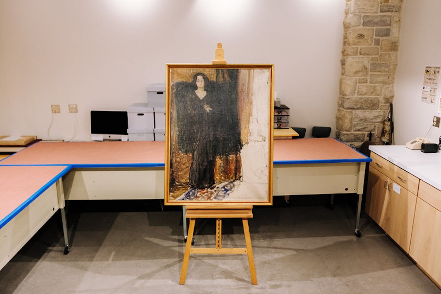 The unfinished portrait of "Eva," possibly by Edvard Munch, owned by St. Olaf College.