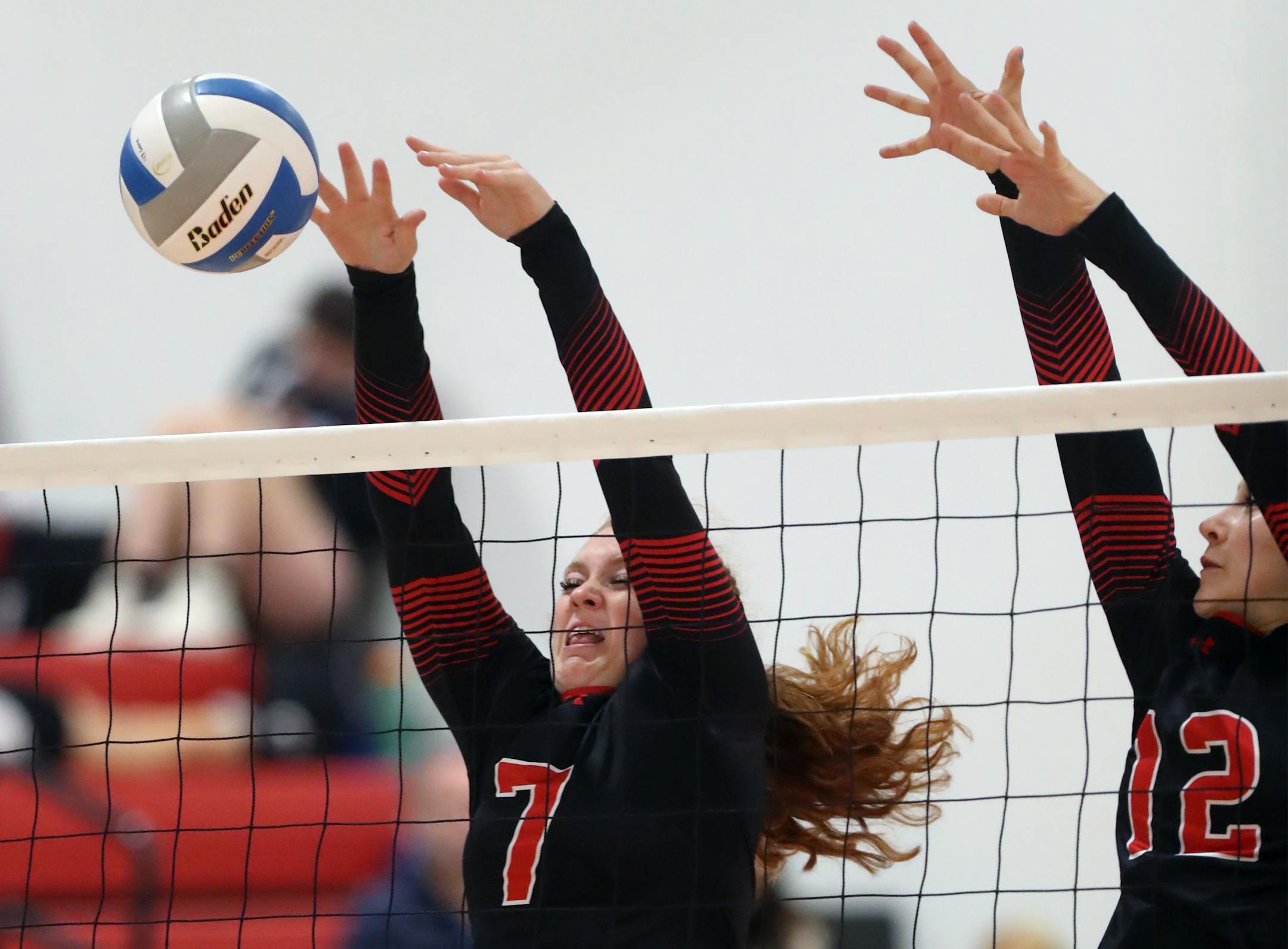 Maddie Fratzke (7) and Aryana Forsberg will lead Shakopee (12) against Eden Prairie in the Class 3A, Section 2 volleyball semifinals Tuesday.