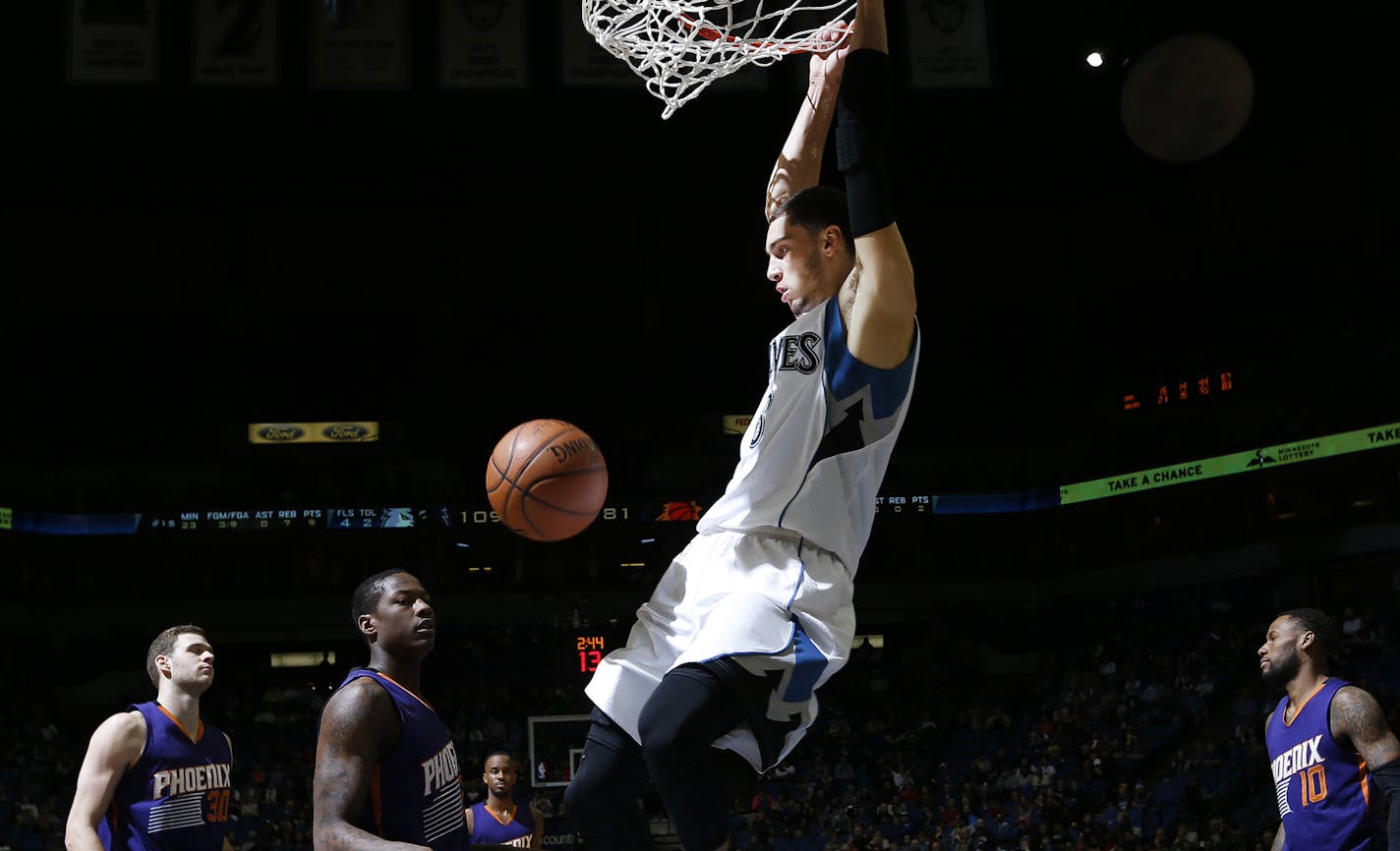 Zach LaVine dunked aginst Phoenix earlier this month.