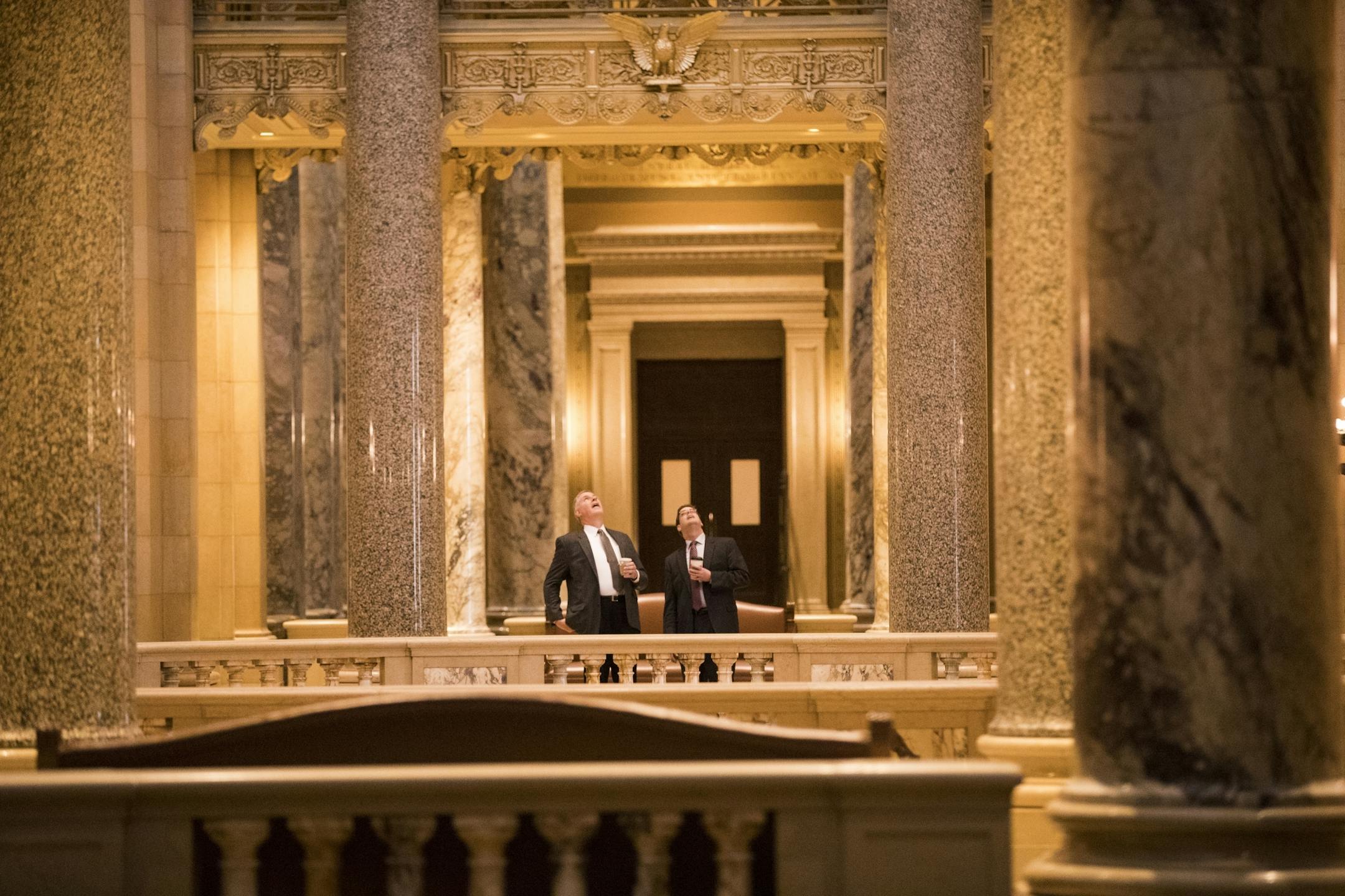 The renovated Capitol drew many awed looks in the rotunda area.