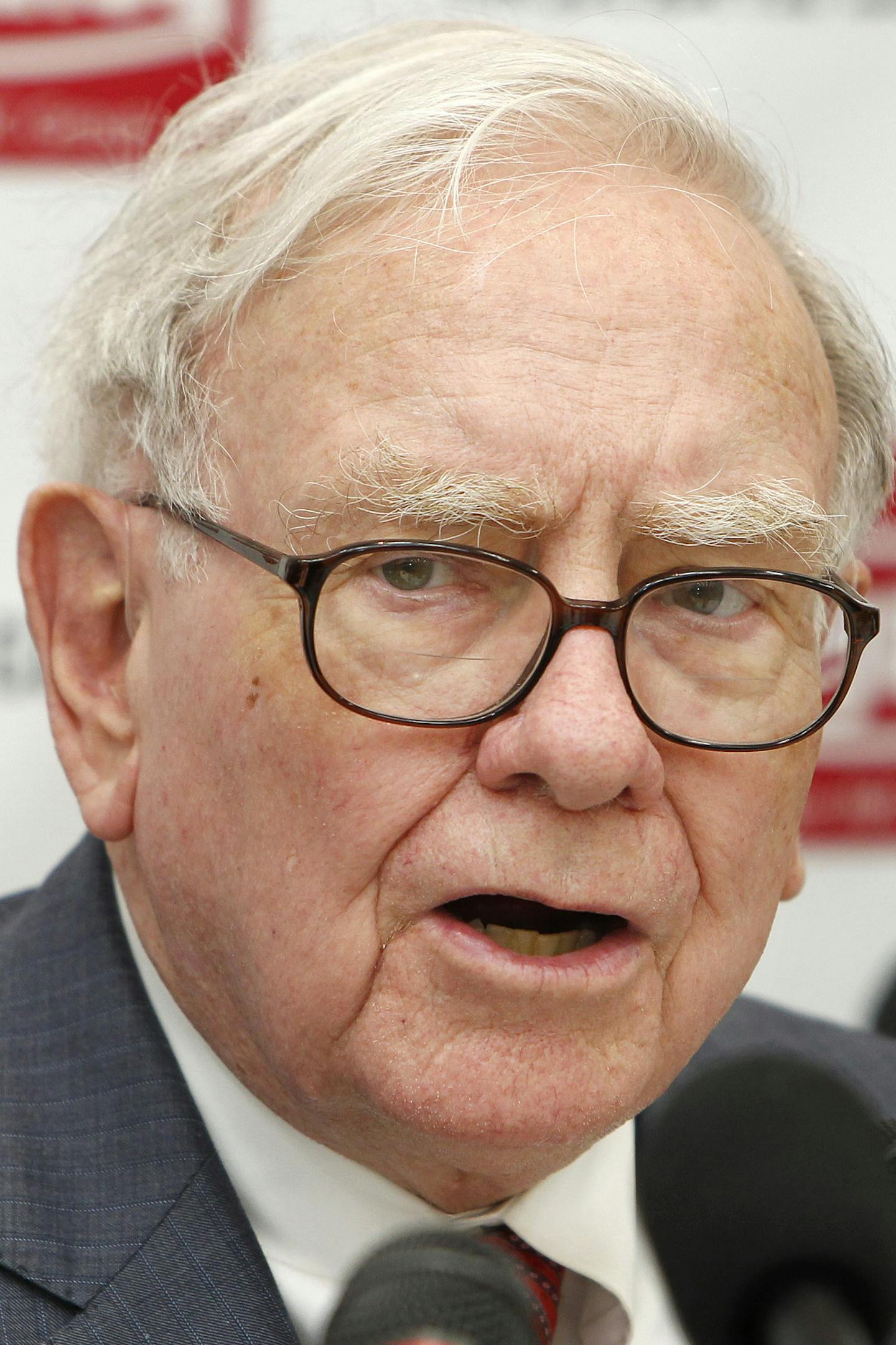 US billionaire investor Warren Buffett, chairman and CEO of Berkshire Hathaway speaks during a press conference at the headquarters of cemented carbide tool supplier Tungaloy Corporation in Iwaki city, Fukushima prefecture, northern Japan, Monday, Nov. 21, 2011. Buffett's visit to Tungaloy Corporation in Japan, one of his investments, originally scheduled in March this year, was canceled due to the earthquake and tsunami. (AP Photo/Shuji Kajiyama) ORG XMIT: XKAJ114