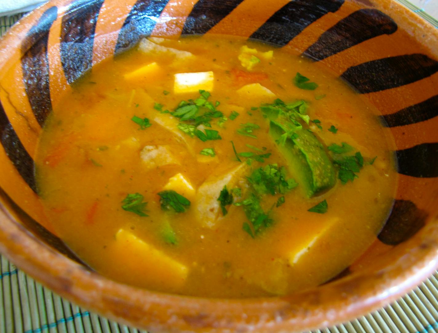 Students made tortilla soup during a group class at the Little Mexican Cooking School, in Puerto Morelos, Mexico.