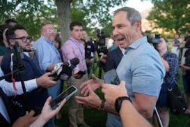 U.S. Rep. John Curtis speaks with reporters after his win during an election night party on June 25 in Provo, Utah. Curtis has won the Utah GOP primar