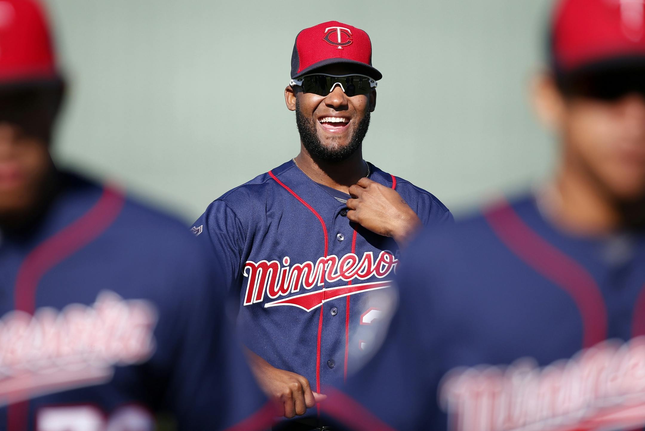 Minnesota Twins Danny Santana during team stretches on Sunday.