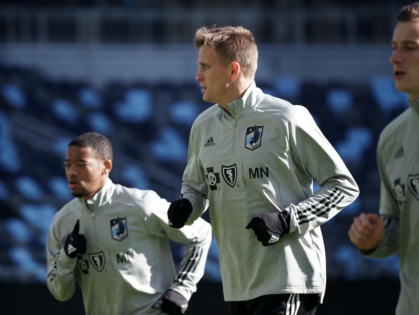 Minnesota United's Aaron Schoenfeld, shown earlier this season in training, scored the game-winner Saturday night in Cincinnati.