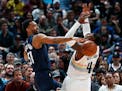 Wolves forward Keita Bates-Diop (left, defending against Denver's Paul Millsap in April) is trying to build off what he did last season, when he crack