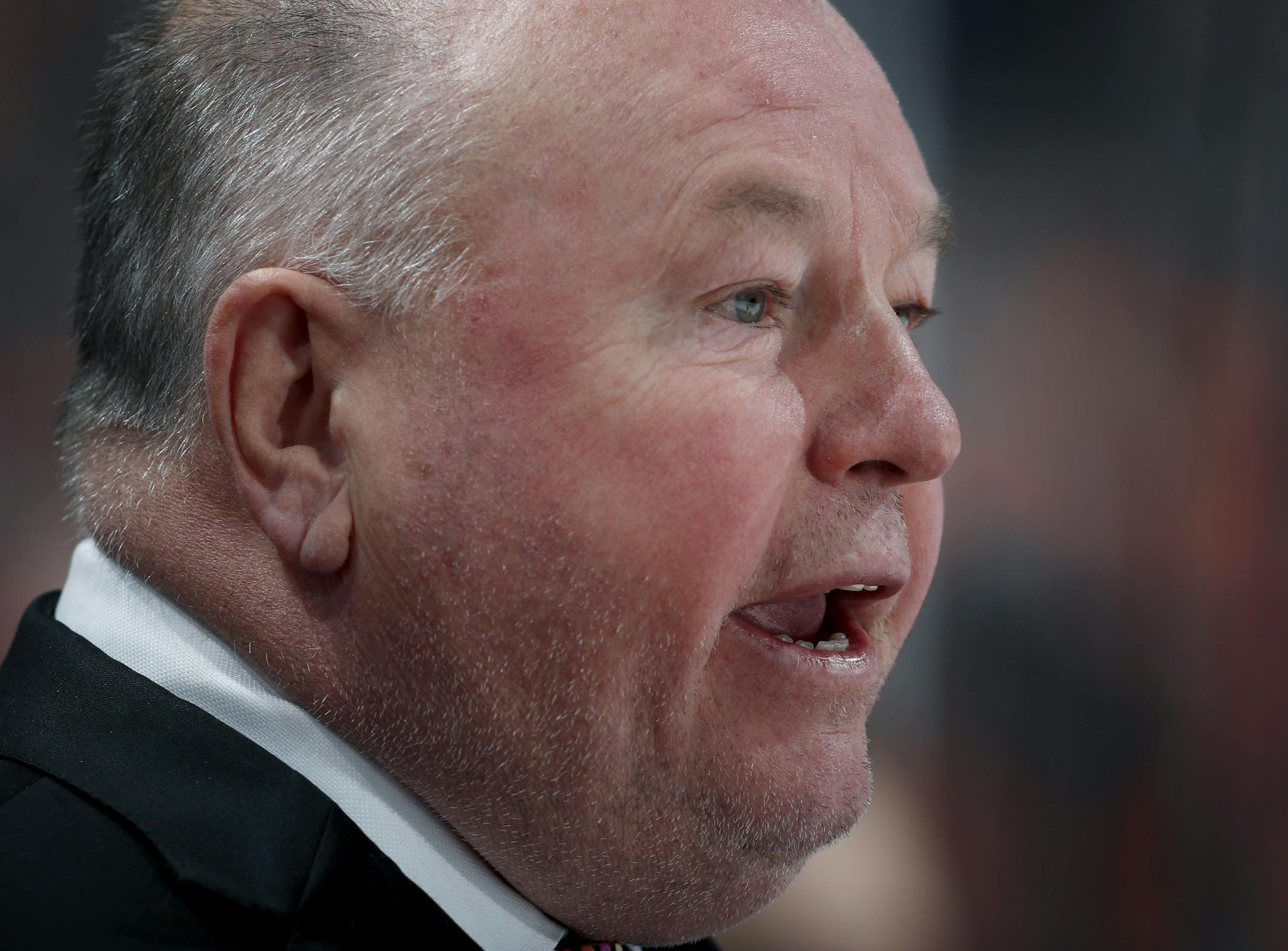 Minnesota Wild head coach Bruce Boudreau in the third period. ] CARLOS GONZALEZ cgonzalez@startribune.com - November 23, 2016, St. Paul, MN, Xcel Energy Center, NHL, Minnesota Wild vs. Winnipeg Jets