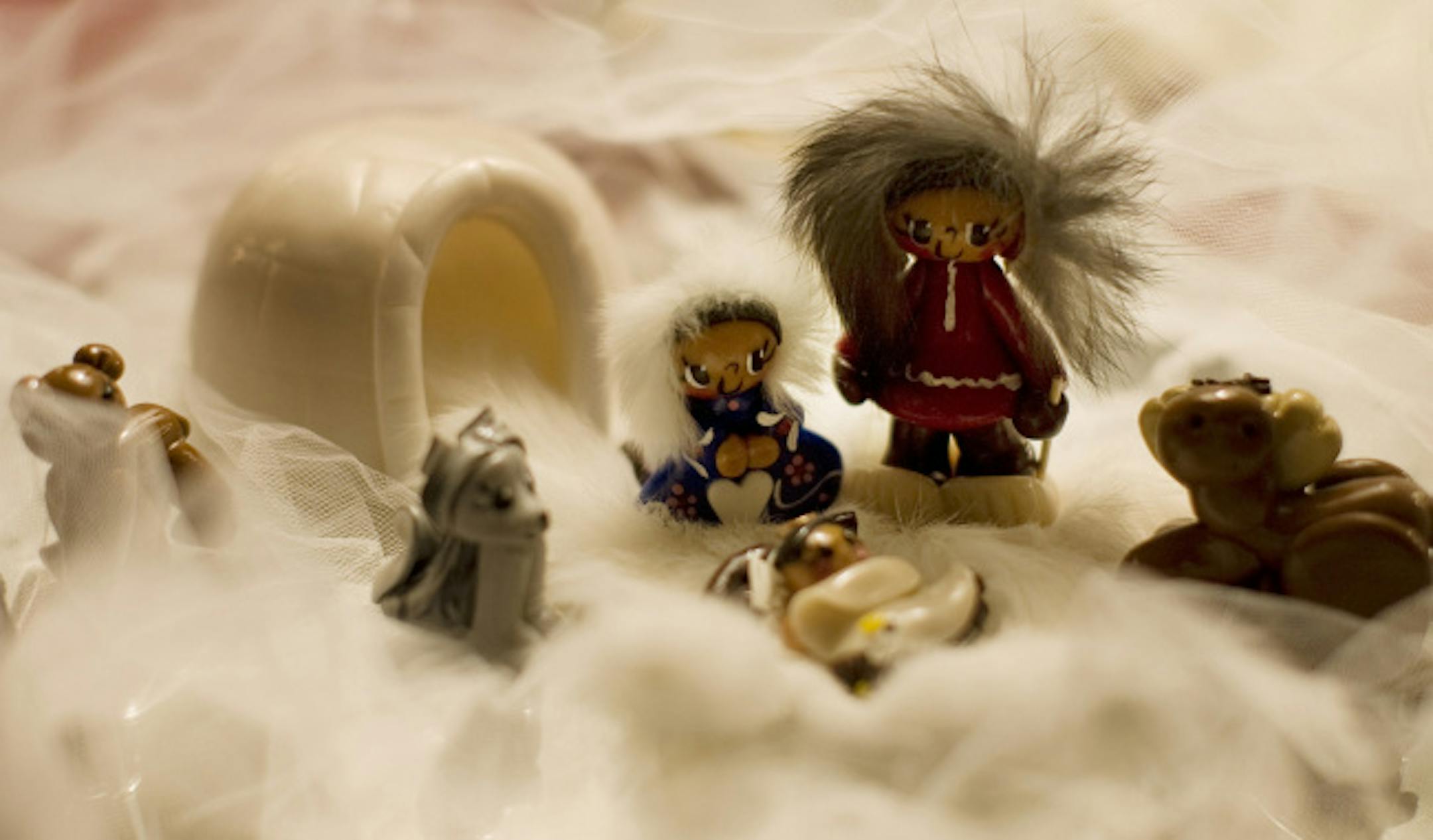 Nativity displays often reflect the costumes, customs and traditions of the people who designed them, such as this scene from Eskimos in Alaska.