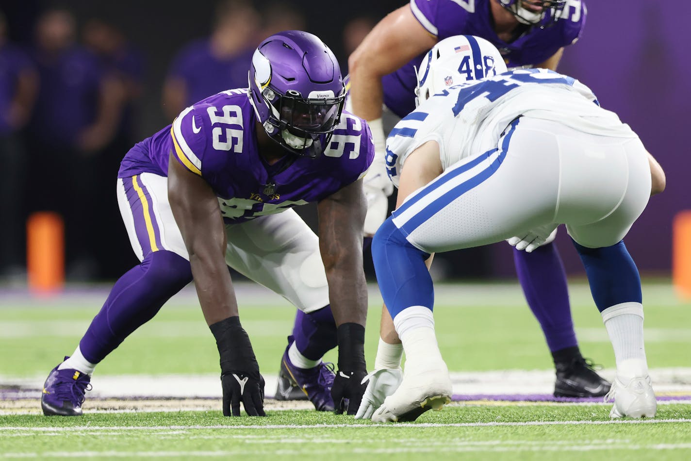 Vikings defensive end Janarius Robinson (95) during the preseason game against the Colts on Saturday.