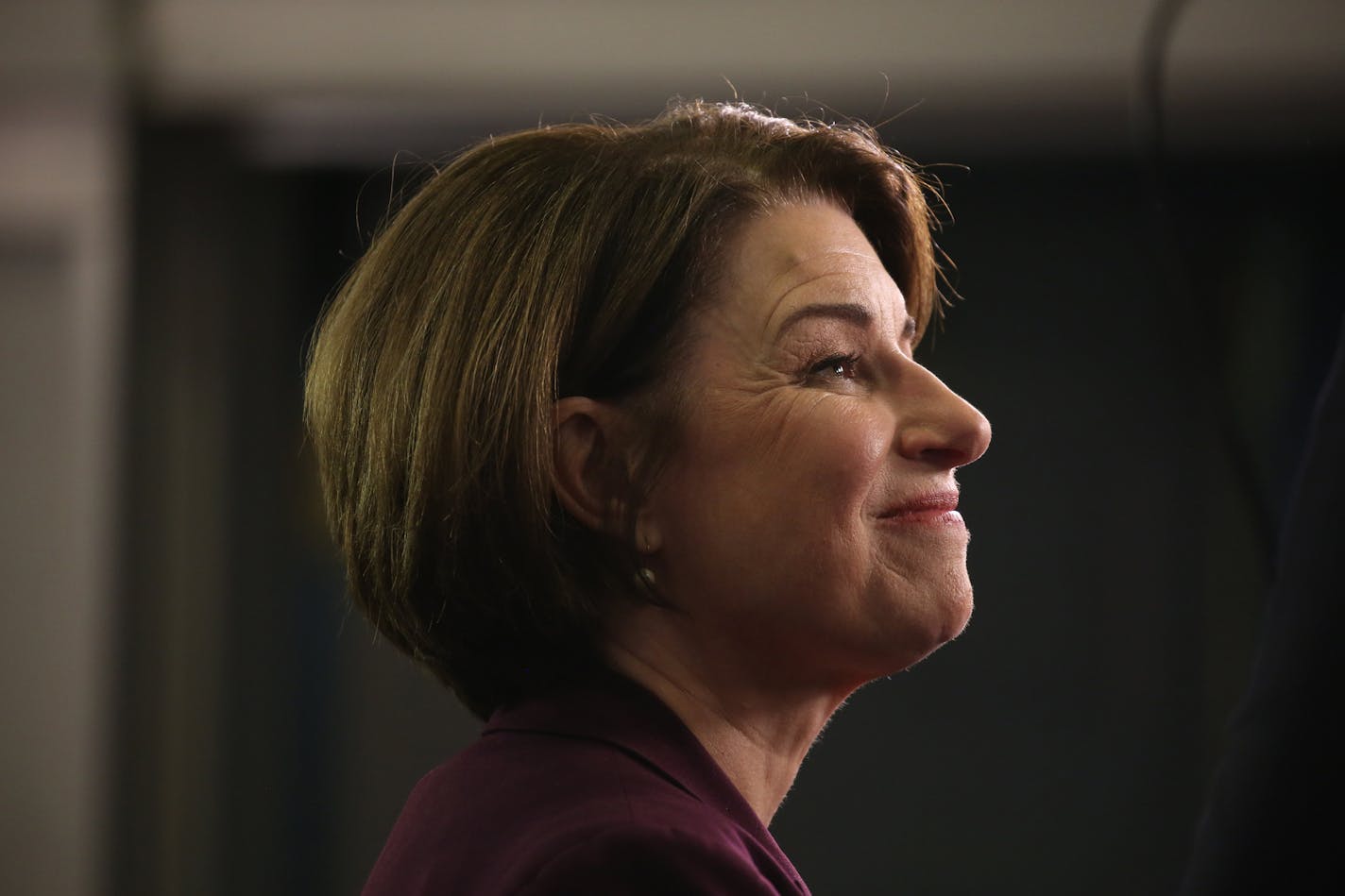 FILE -- Sen. Amy Klobuchar (D-Minn.) in the spin room after the Democratic presidential debate at the Gaillard Center in Charleston, S.C., Tuesday, Feb. 25, 2020. Kobuchar is scheduled to address the Democratic National Convention Aug. 17, 2020. (Travis Dove/The New York Times)