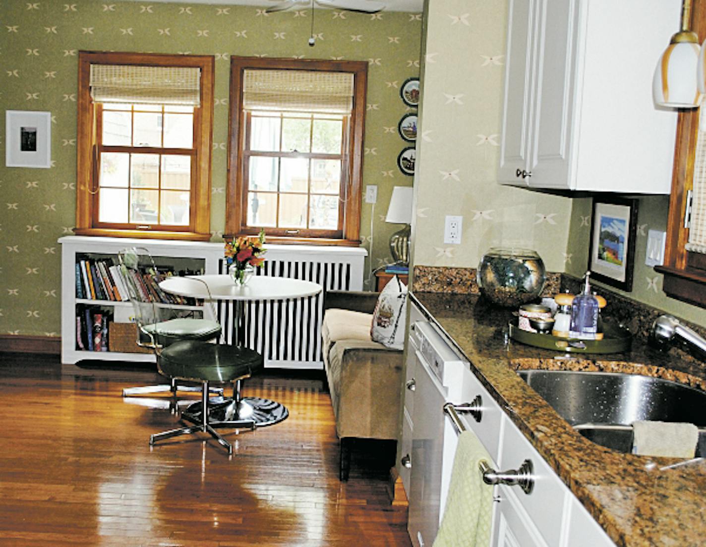 Before: Liz Knutson's kitchen had a half-wall and upper cabinets.