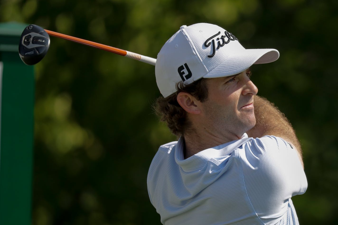 Denny McCarthy hits from the 14th tee during opening round of the Workday Charity Open on July 9