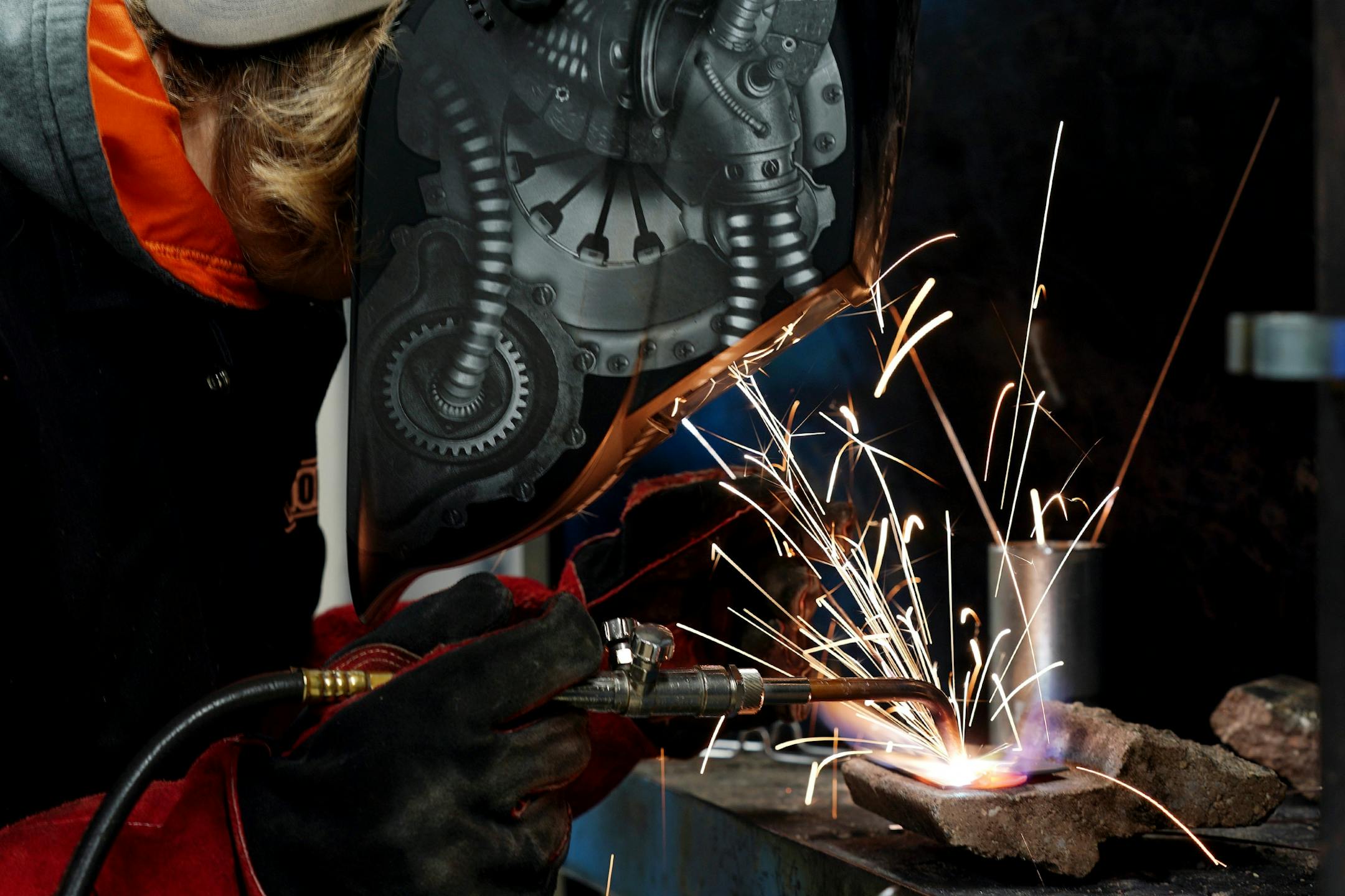 Devin Sexton of Canon Falls practiced his welding technique.