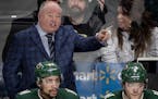 Minnesota Wild head coach Bruce Boudreau in the third period against the St. Louis Blues on Sunday, Feb. 24, 2019 at Xcel Energy Center in St. Paul, M