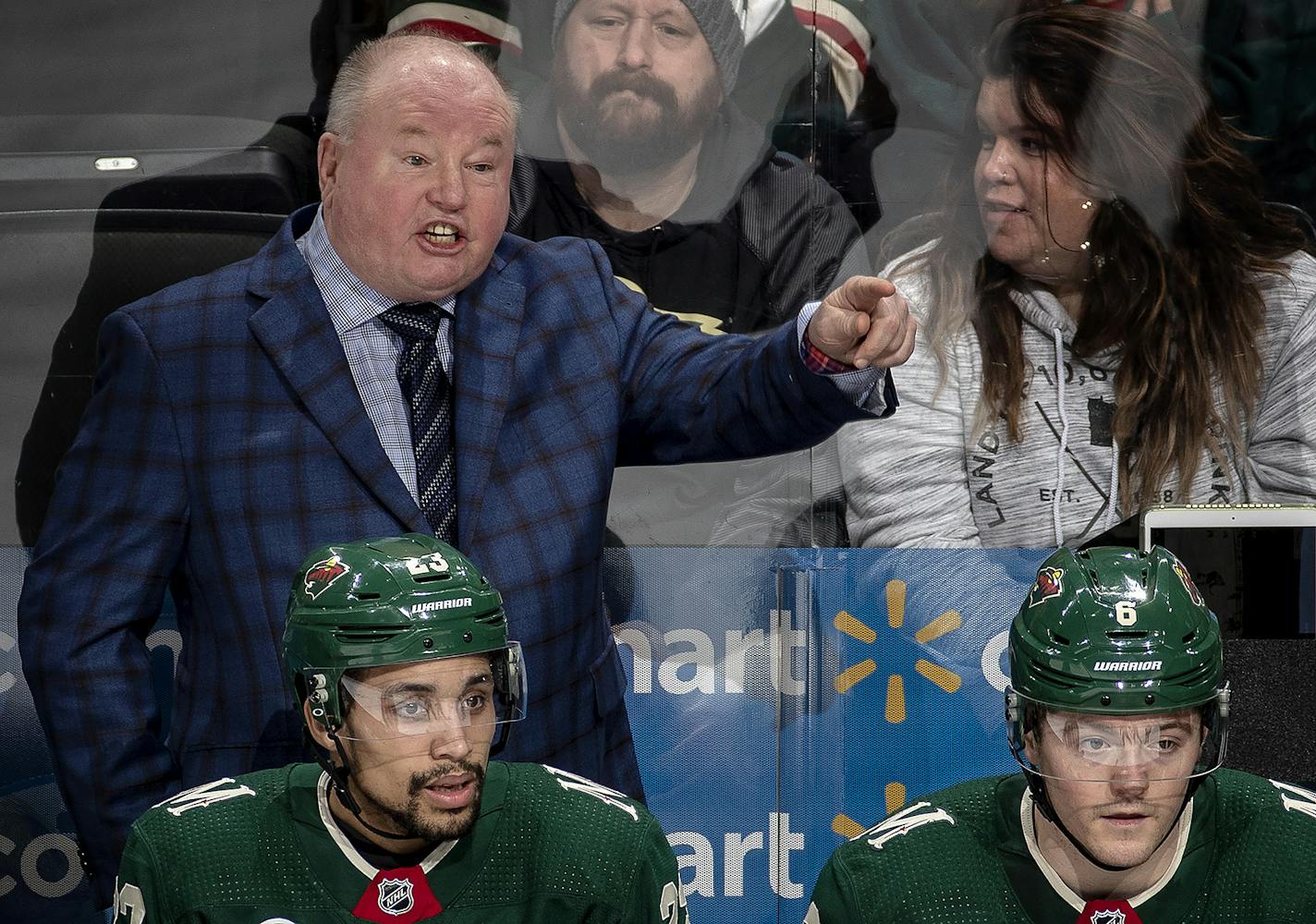 Minnesota Wild head coach Bruce Boudreau in the third period against the St. Louis Blues on Sunday, Feb. 24, 2019 at Xcel Energy Center in St. Paul, Minn. The Wild won against the Jets 3-2 Tuesday. (Carlos Gonzalez/Minneapolis Star Tribune/TNS) ORG XMIT: 1274218