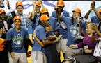 The Lynx celebrated their WNBA Finals win at Williams Arena on Wednesday. Lynx center Sylvia Fowles, named MVP, hugged WNBA president Lisa Borders aft