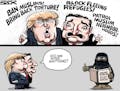 Sack cartoon: Trump, Cruz, terror