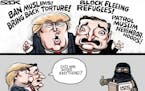 Sack cartoon: Trump, Cruz, terror