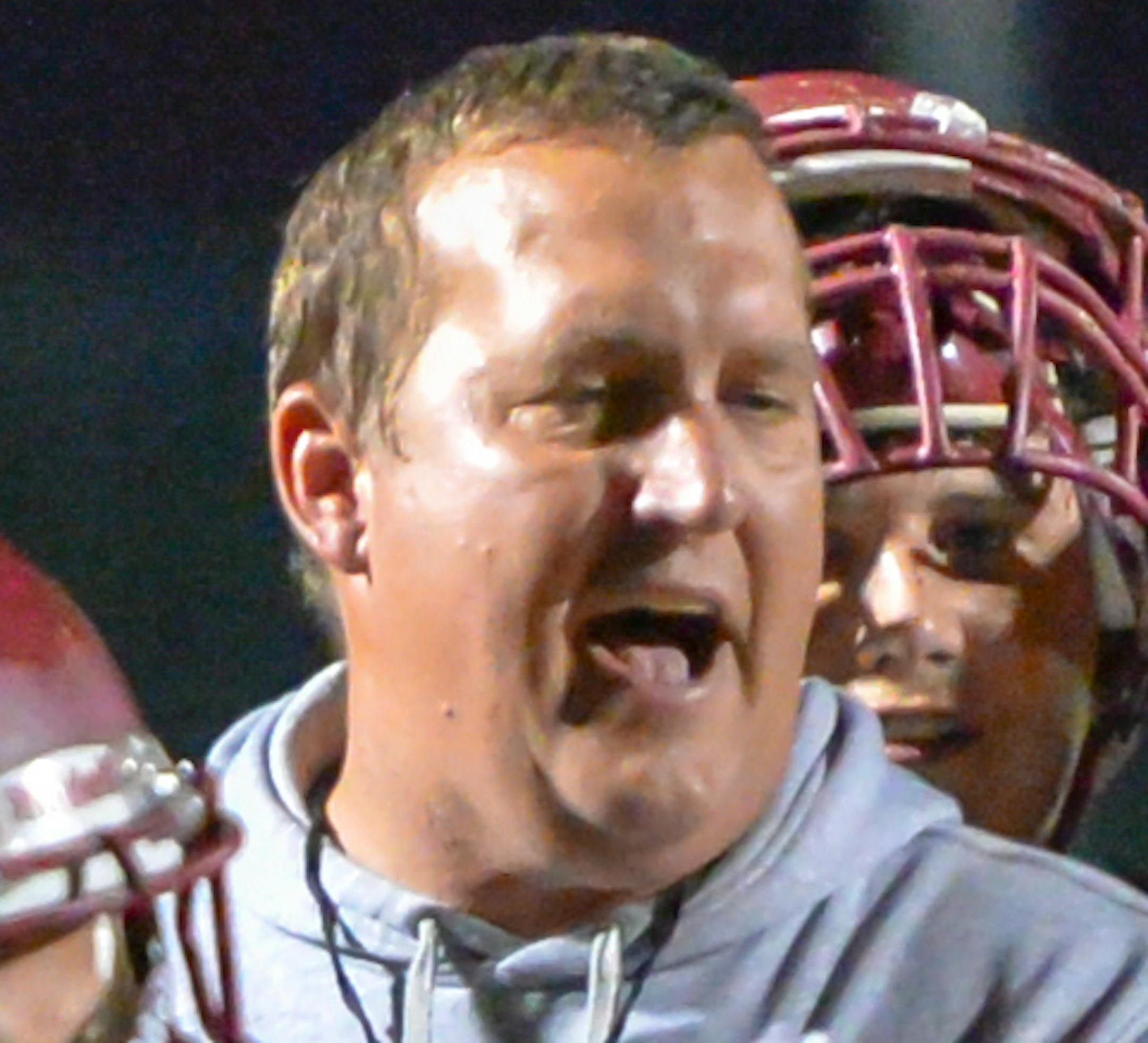Maple Grove coach Matt Lombardi. Minnetonka Skippers vs. Maple Grove Crimson at Maple grove High School September 14 2018 Photo By Earl J. Ebensteiner, SportsEngine