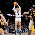 Tessa Johnson (5), from St. Michael-Albertville, scored a team-high 19 points for South Carolina in the NCAA women's basketball title game.