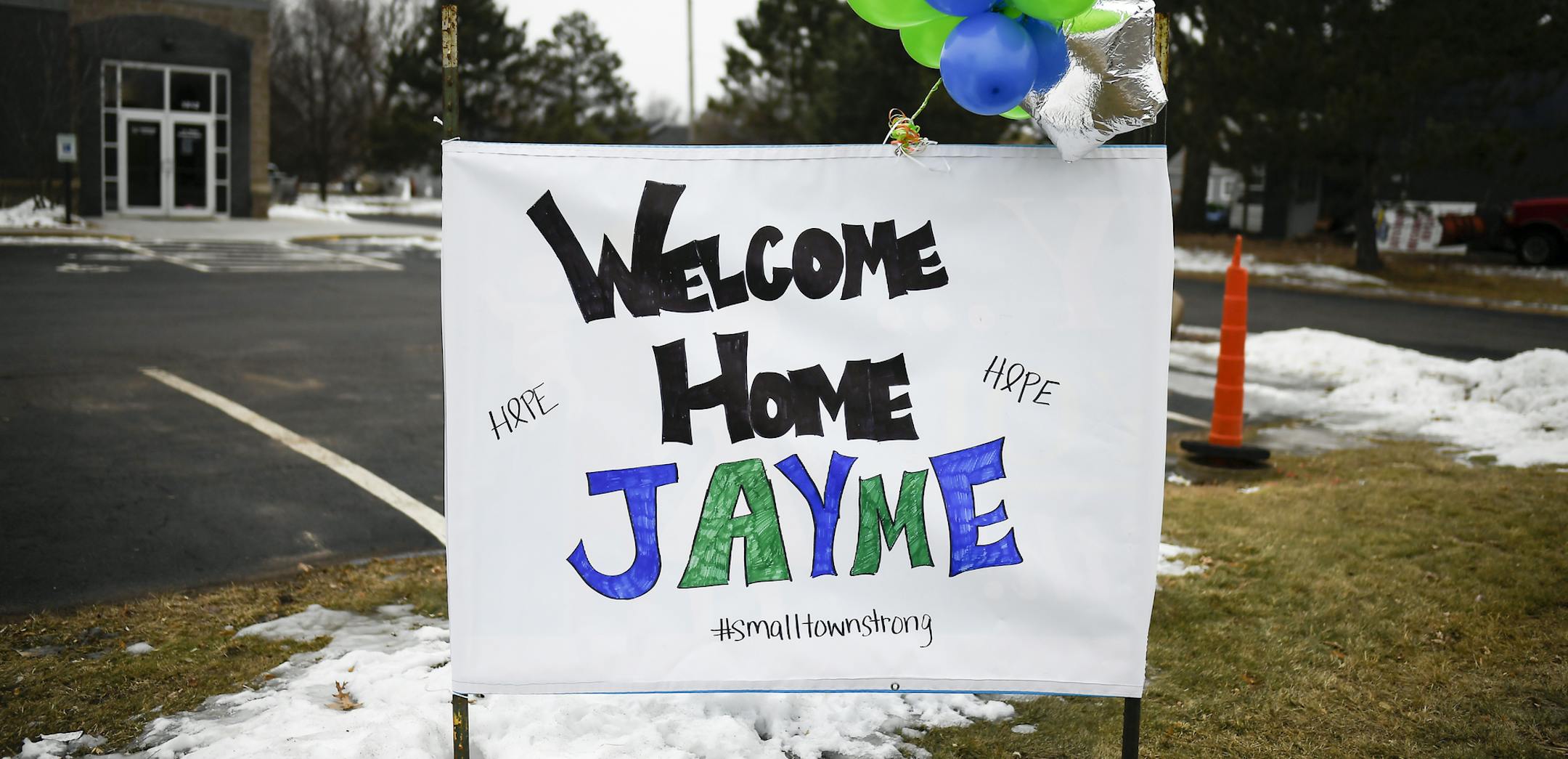 Signs, along US Highway 8 in Barron, Wis., welcoming Jayme Closs home, were photographed Saturday, Jan. 12, 2019. ] Aaron Lavinsky &#xa5; aaron.lavinsky@startribune.com Signs in Barron, Wis., welcoming Jayme Closs home were photographed Saturday, Jan. 12, 2019.