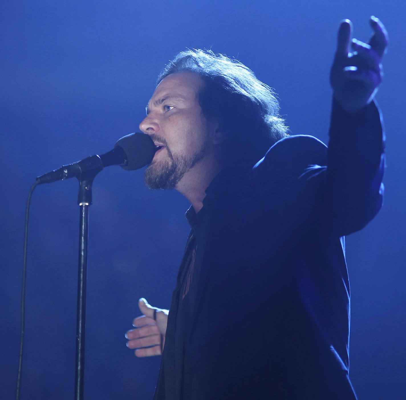 Pearl Jam's Eddie Vedder sang on the band's opening number Sunday night at Xcel Energy Center. ] JEFF WHEELER &#x201a;&#xc4;&#xa2; jeff.wheeler@startribune.com Pearl Jam performed at Xcel Energy Center in St. Paul Sunday night, October 20, 2014.