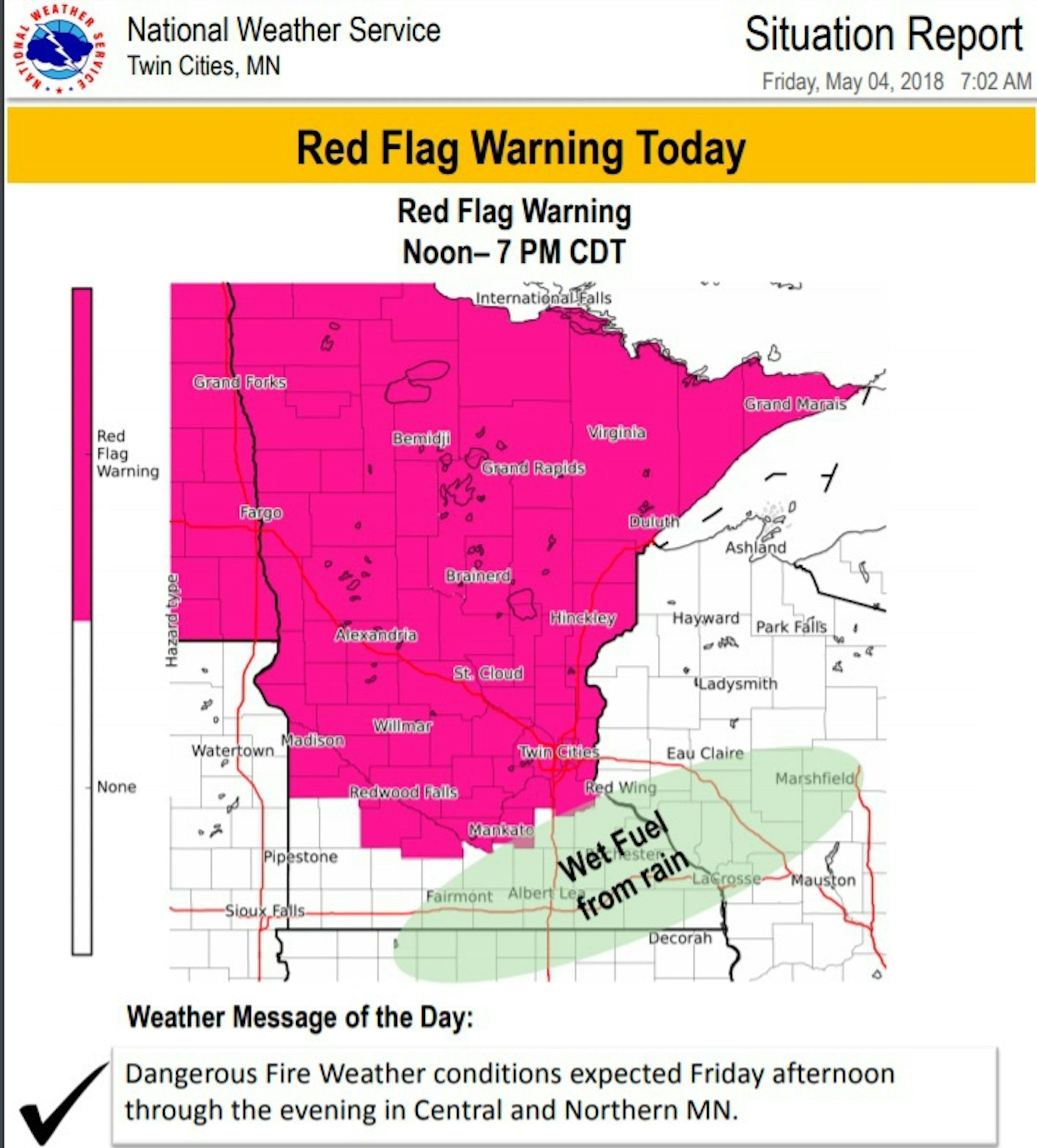 NWS fire danger map
