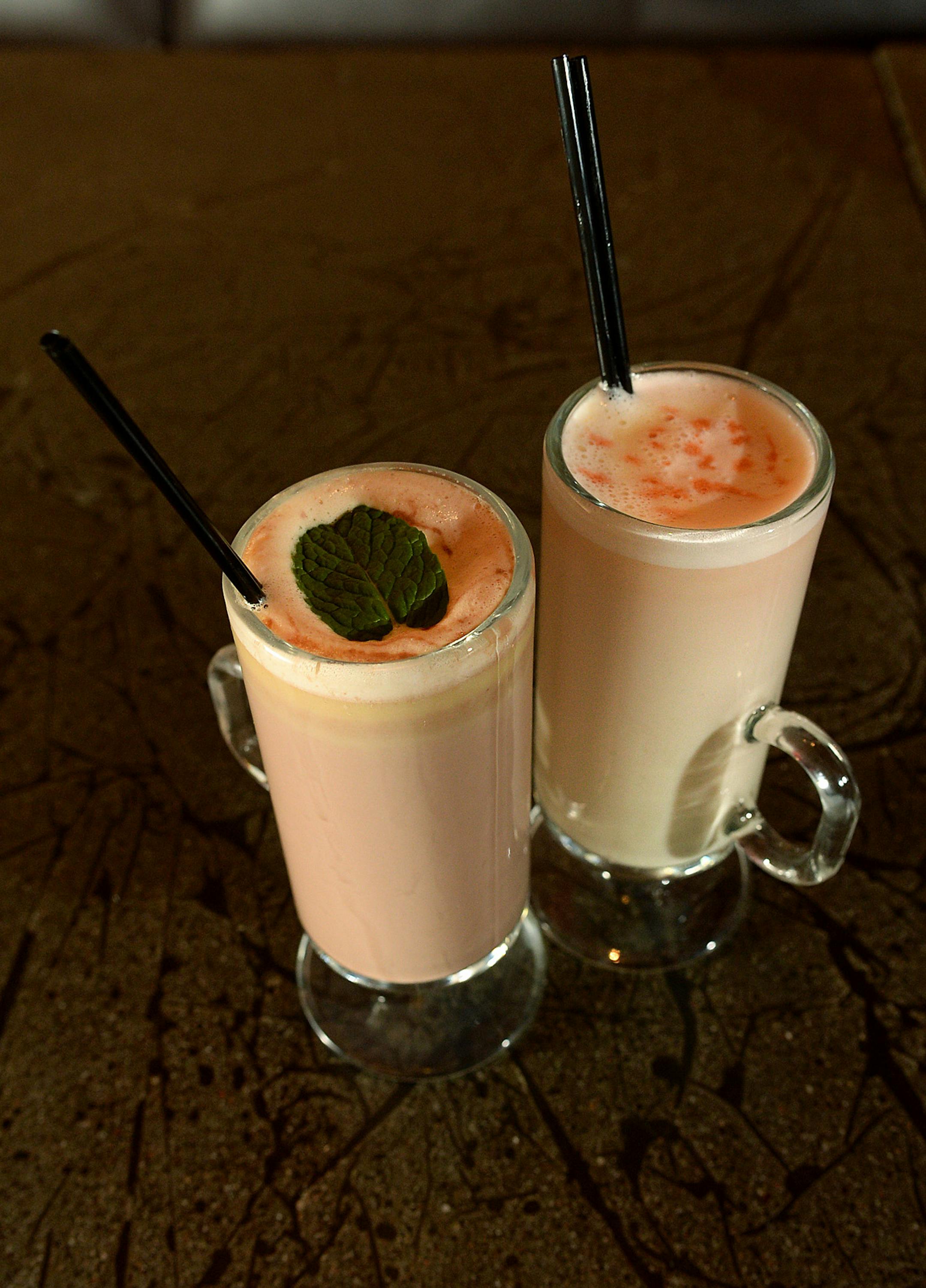 Bradstreet's hot milk and white hot chocolate. ] (SPECIAL TO THE STAR TRIBUNE/BRE McGEE) **milk chocolate (left), white chocolate right)