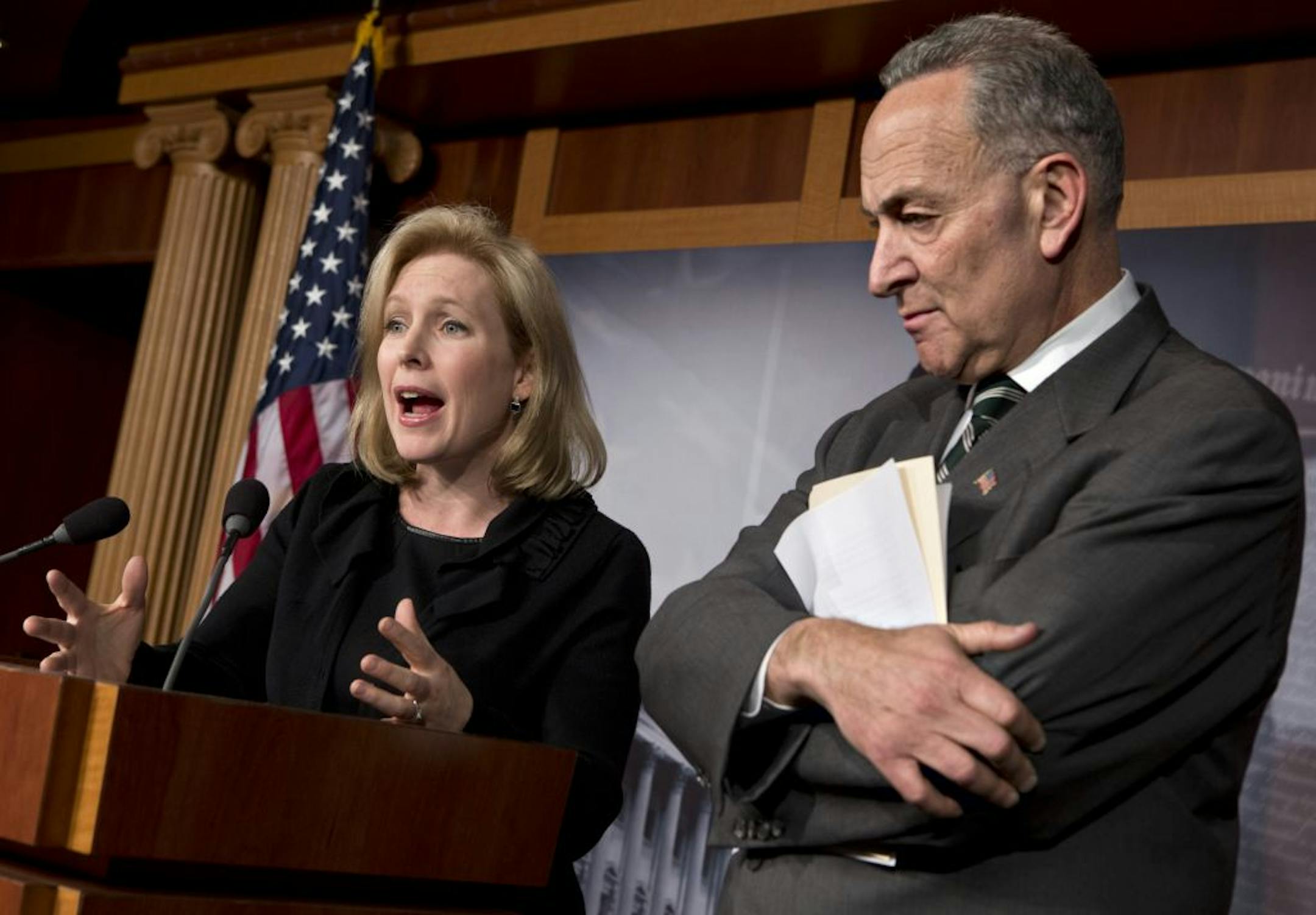 Sen. Kirsten Gillibrand, D-N.Y., left, and Sen. Charles Schumer, D-N.Y.