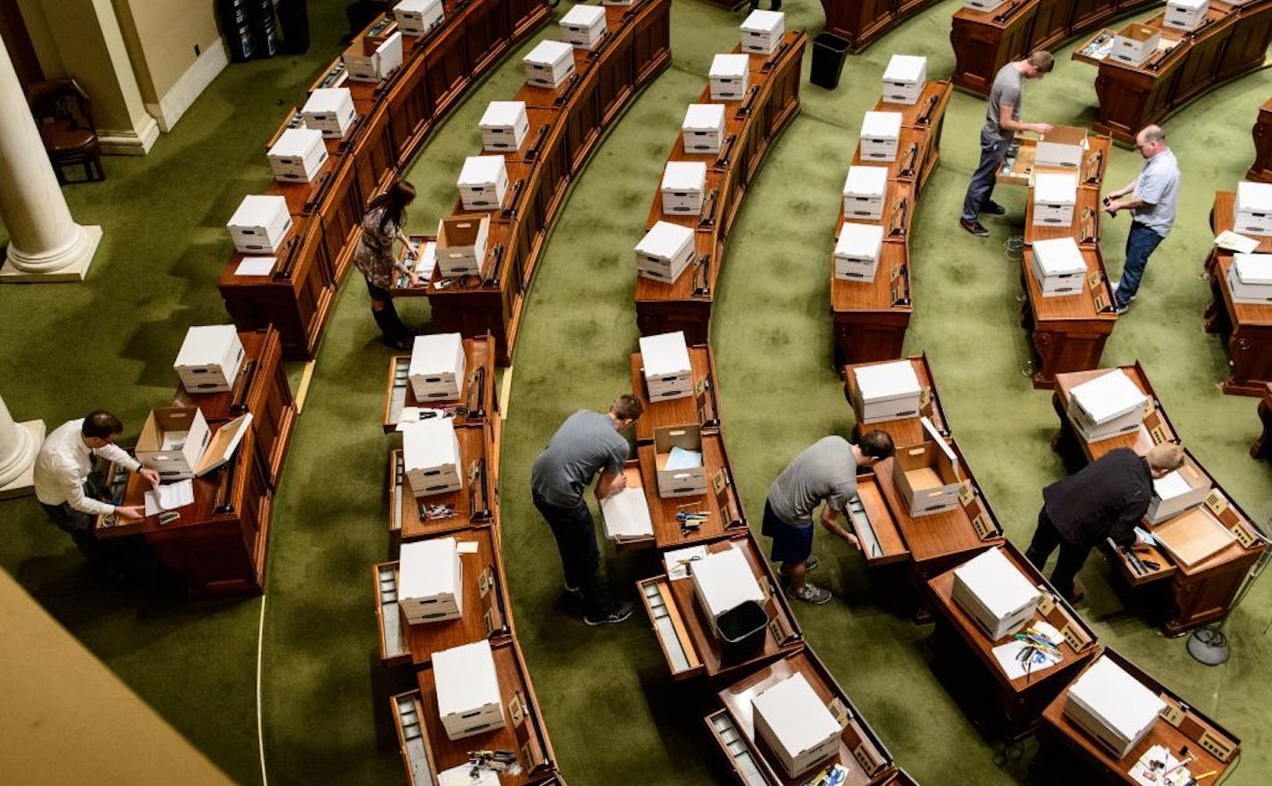 At 1:15 a.m. Tuesday, shortly after the session ended at midnight, House Sargeant-at-arms officers began clearing out members desks for renovation.