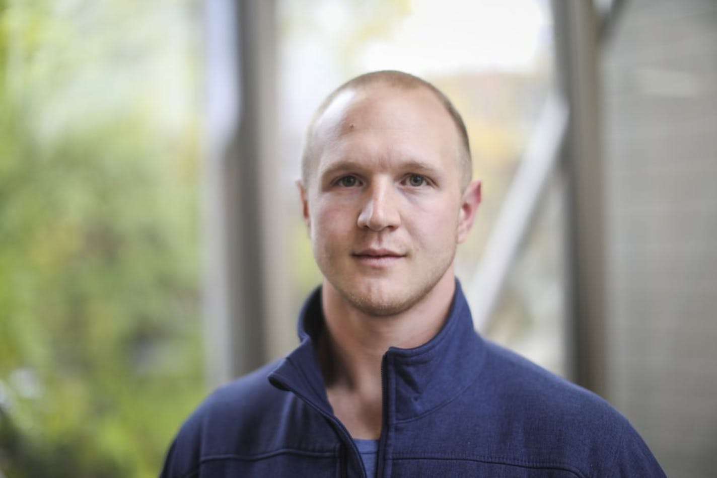 Matt Reuvers posed for a picture at Augsburg College on Thursday, October 26, 2017, in Minneapolis, Minn. Reuvers graduated last year after living in the sober dorm on campus.