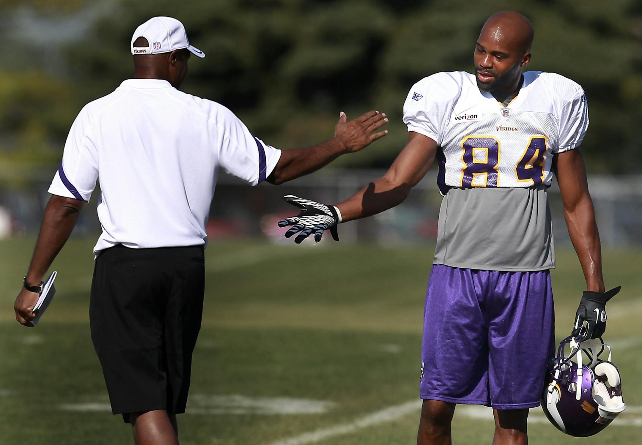 New Vikings wide receiver Michael Jenkins (right)
